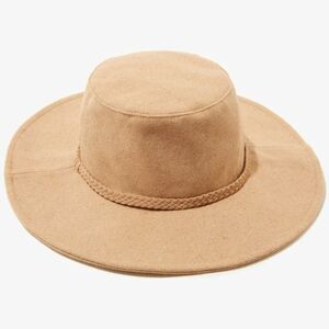 NWT ASN Hats Harper Tan Camel Braid Soft Floppy Lined Adjustable Suede Felt Hat